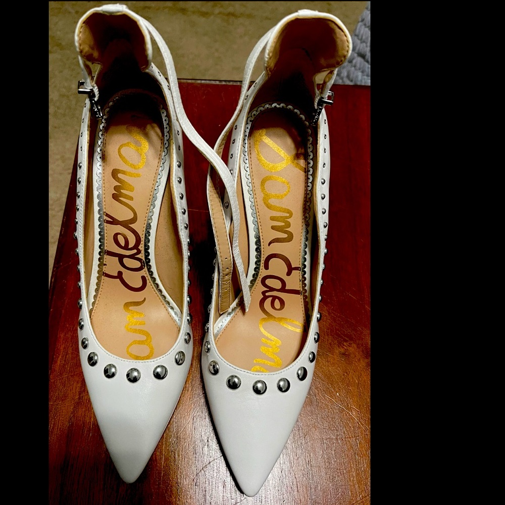 Worn once Sam Edelman studded leather ankle strap pumps size 8.5